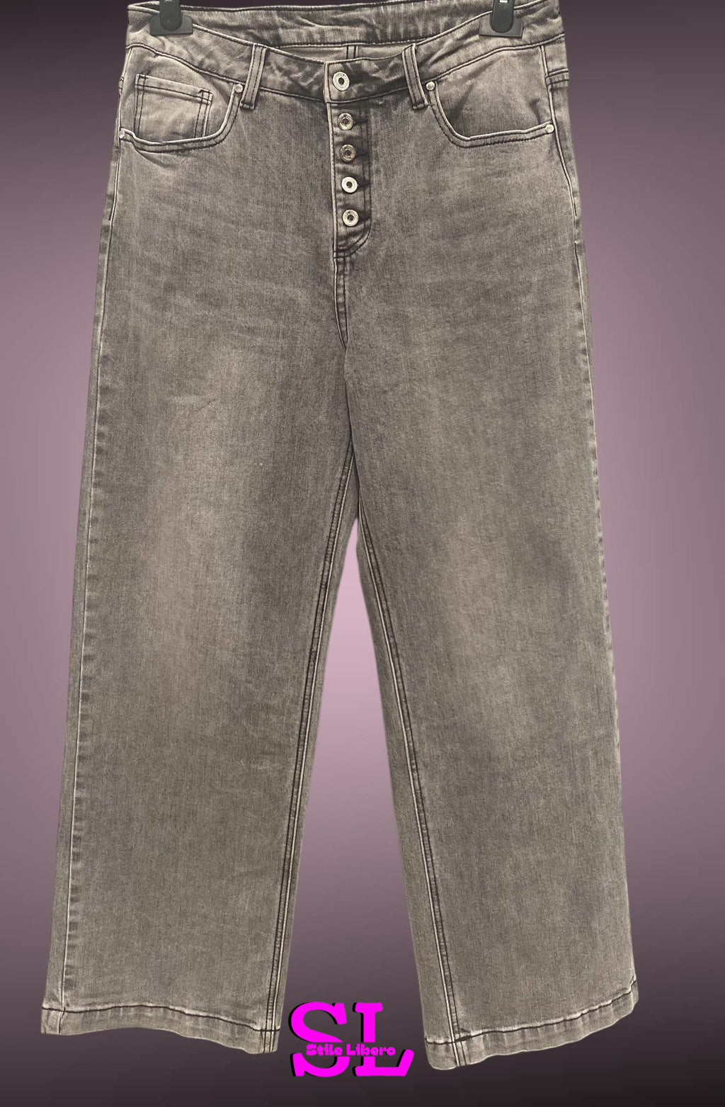 Jeans grigio bottoni